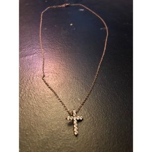 Rose gold pendant cross necklace with diamonds